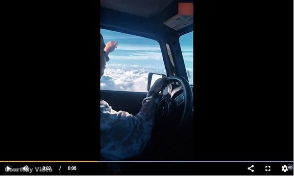 Girl Flaying Car In The Sky