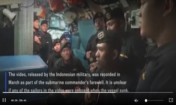 Video of Indonesian Submarine's Crew That Sank a Few Days Ago