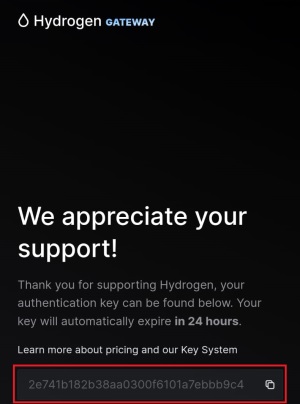 Copy hydrogen Key