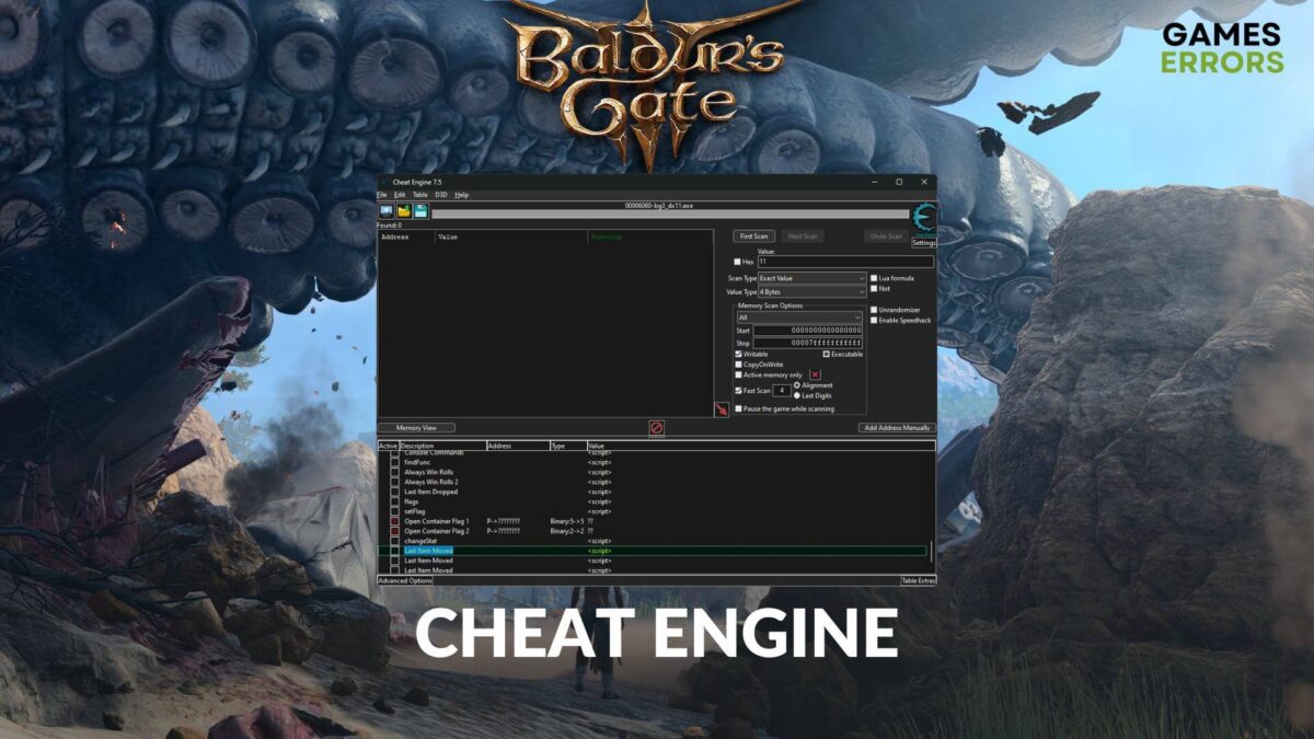 Baldur's Gate 3 Cheat Engine Download for PC