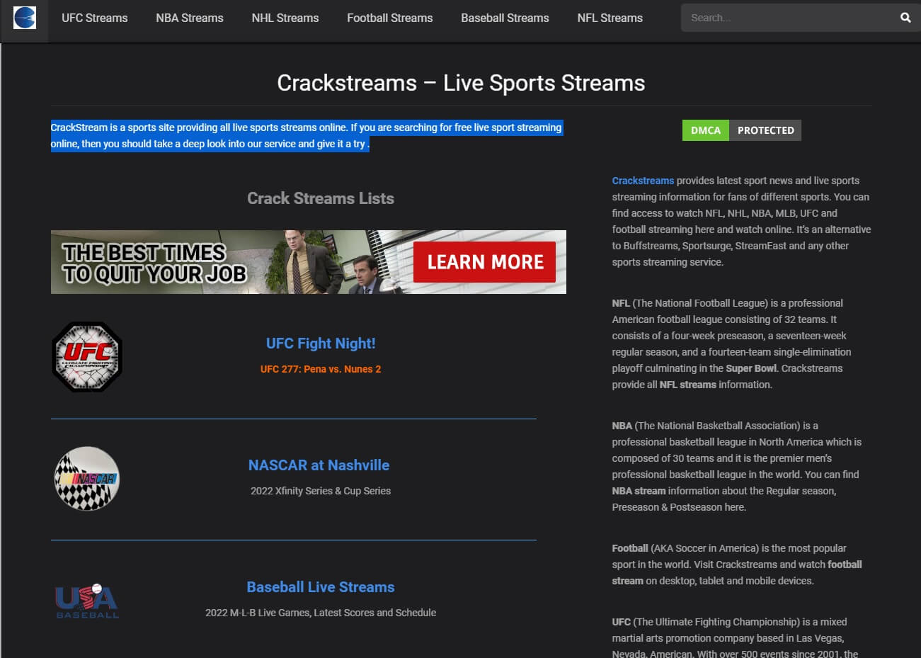 CrackStreams.con - Watch NFL Sports, Boxing, NHL, NBA, MLB, UFC HD Streams