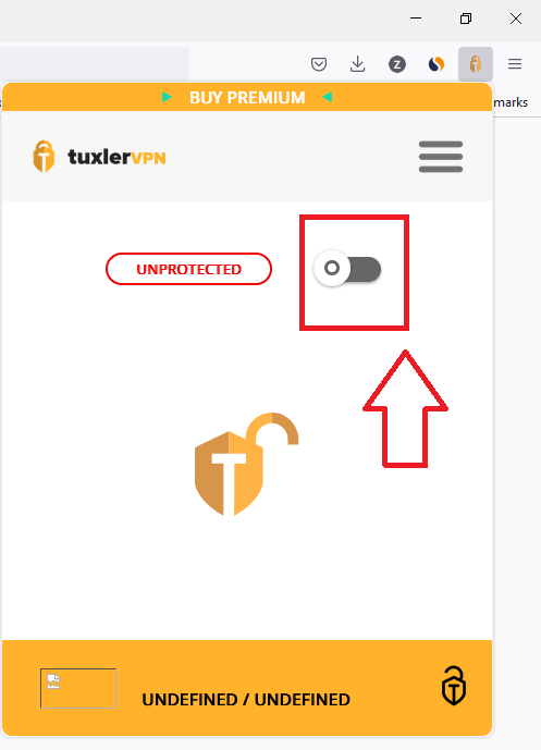 Click on the button to use the free VPN