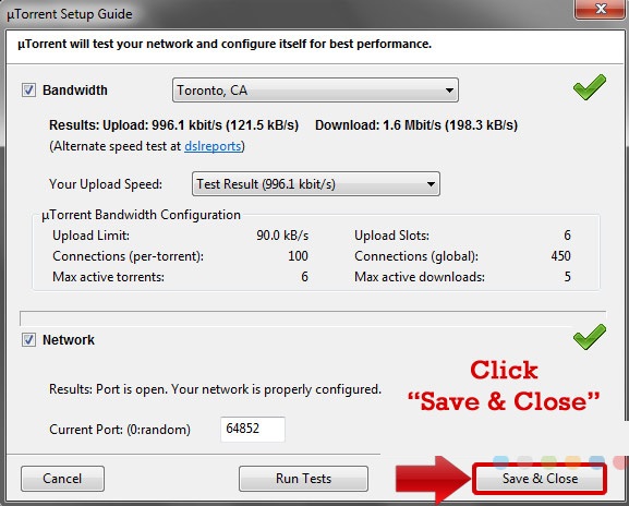 Utorrent save and close